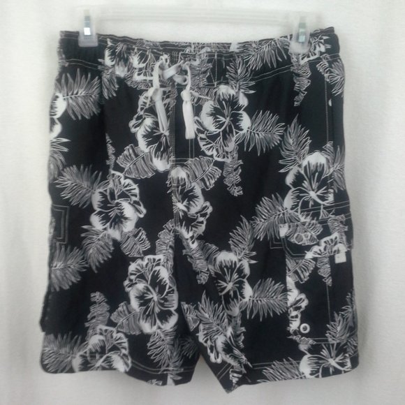 OP Other - Op mens swim trunks Sz L 36 38 Black white Floral